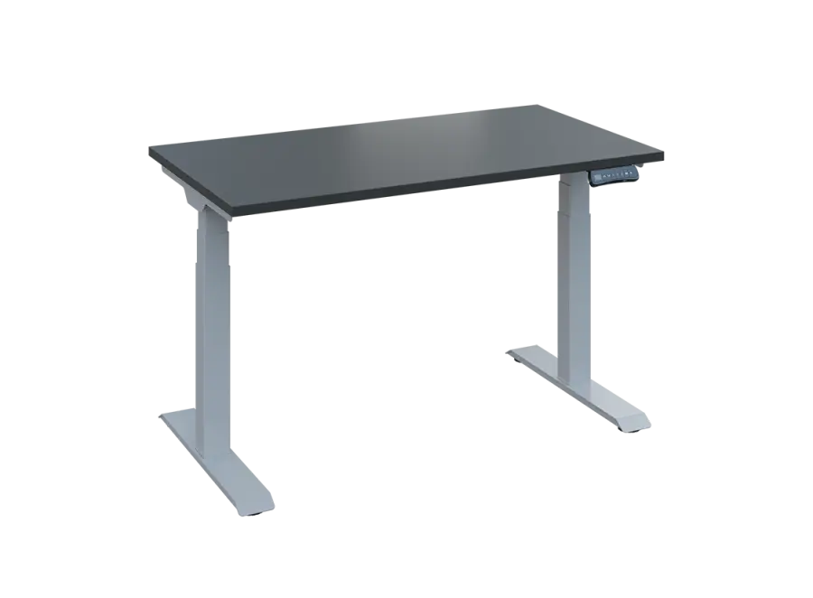 Fleximax 27-12 výškově nastavitelný stůl, kovová podnož stříbrná, deska 25 mm, široký 1200 mm, antracit